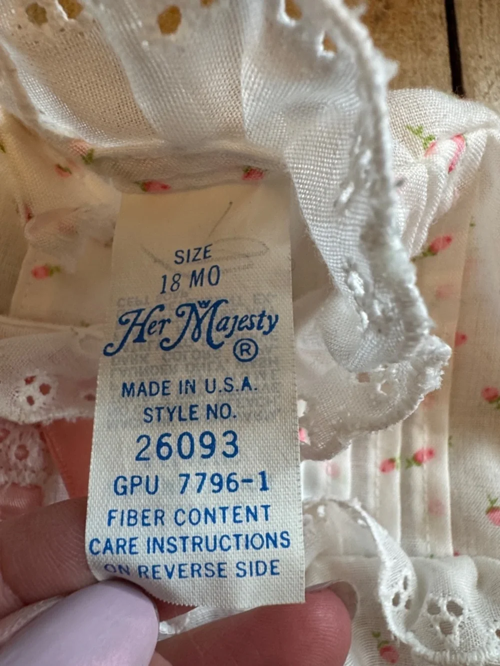 Vintage Her Majesty Pink Floral dress 18 months Lace Trim cottagecore